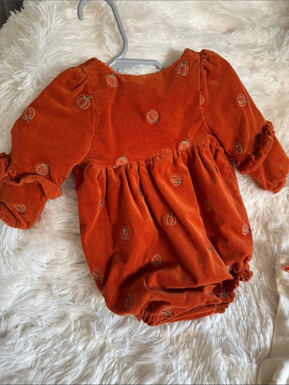 Isaac Mizrahi Rust Orange Velvet Infant Romper